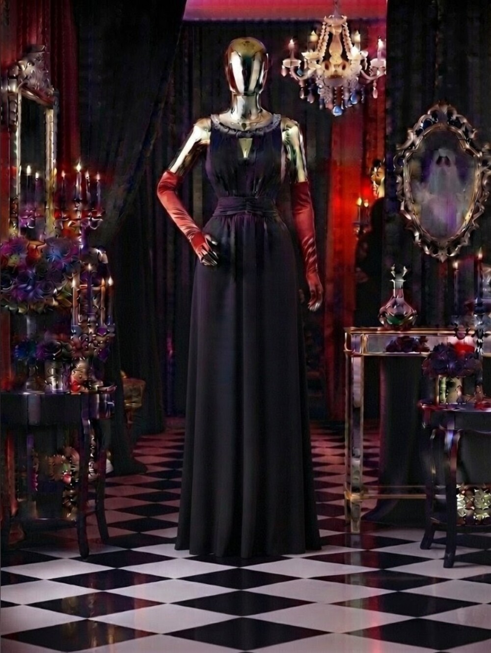 Enfocus Studio Black V-Neck Sleeveless Maxi Gown